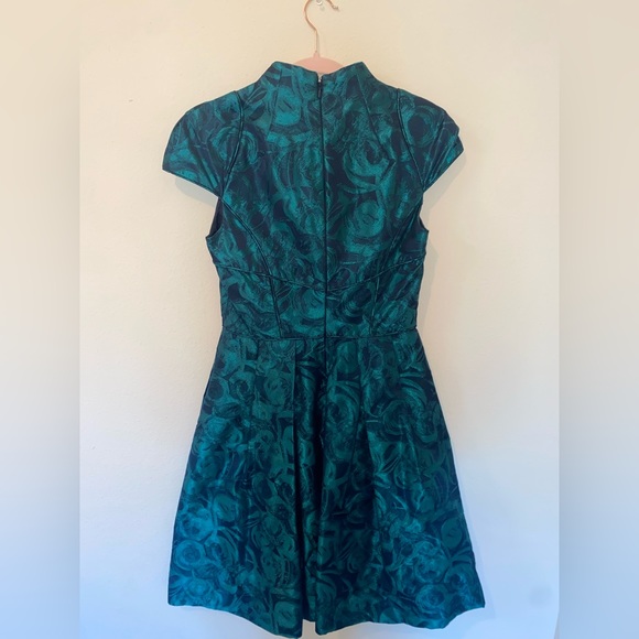 Theia Fit and Flair dress with Green metallic floral print - Picture 8 of 8